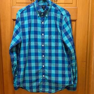 J. Crew Men's‎ Teal and Blue Plaid Shirt